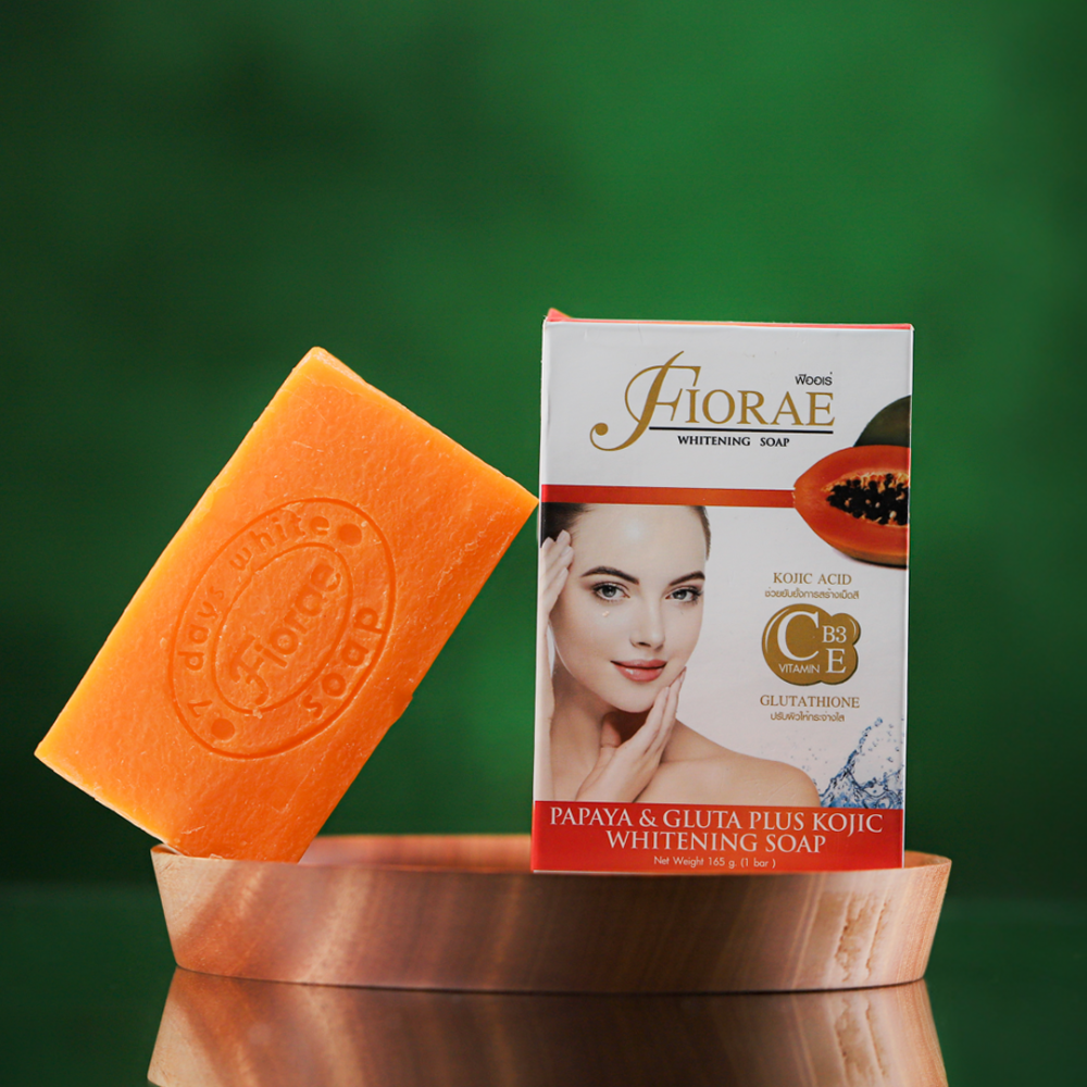 FIORAE PAPAYA & GLUTA PLUS KOJIC ACID WHITENING SOAP 165GM